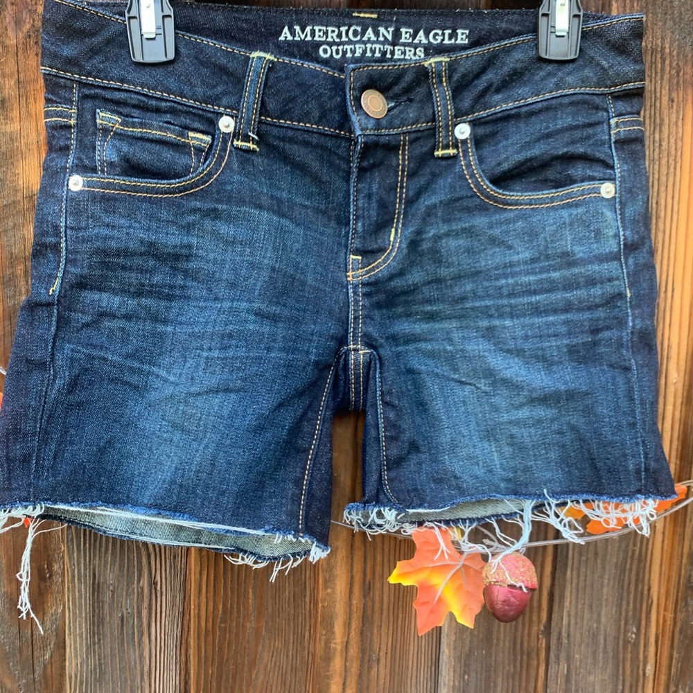 American Eagle midi length cut off shorts